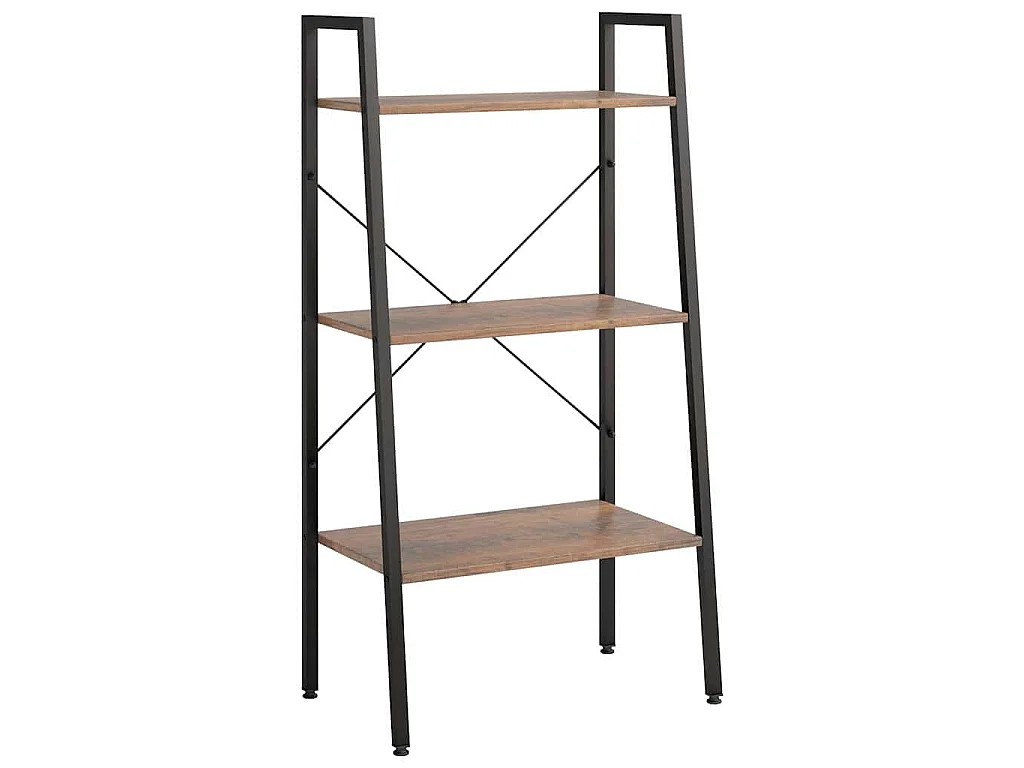 Étagère sur pied 3 niveaux Marron foncé et noir 56x35x108 cm