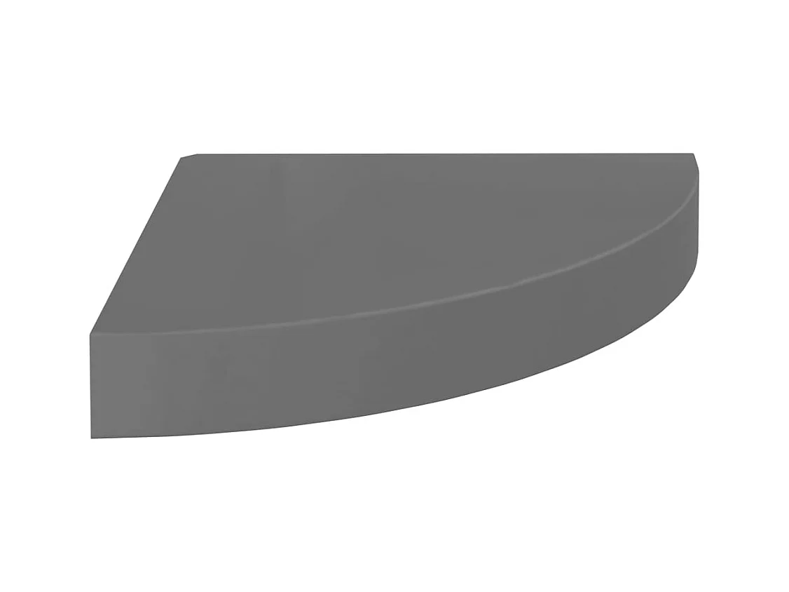 Étagère d'angle flottante Gris brillant 25x25x3,8 cm MDF