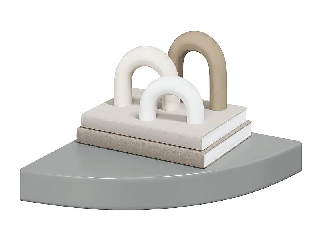 Eck-Schweberegal Hochglanz-Grau 25x25x3,8 cm MDF