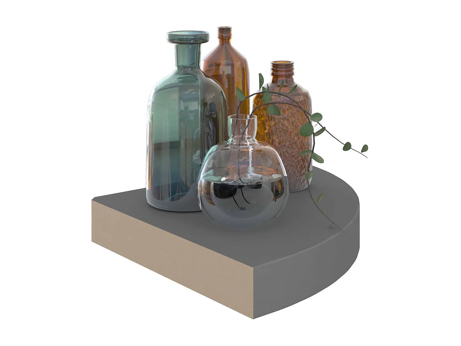 Eck-Schweberegal Hochglanz-Grau 25x25x3,8 cm MDF