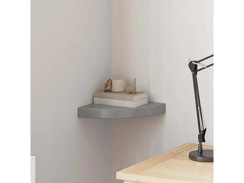 Étagère d'angle flottante Gris brillant 25x25x3,8 cm MDF