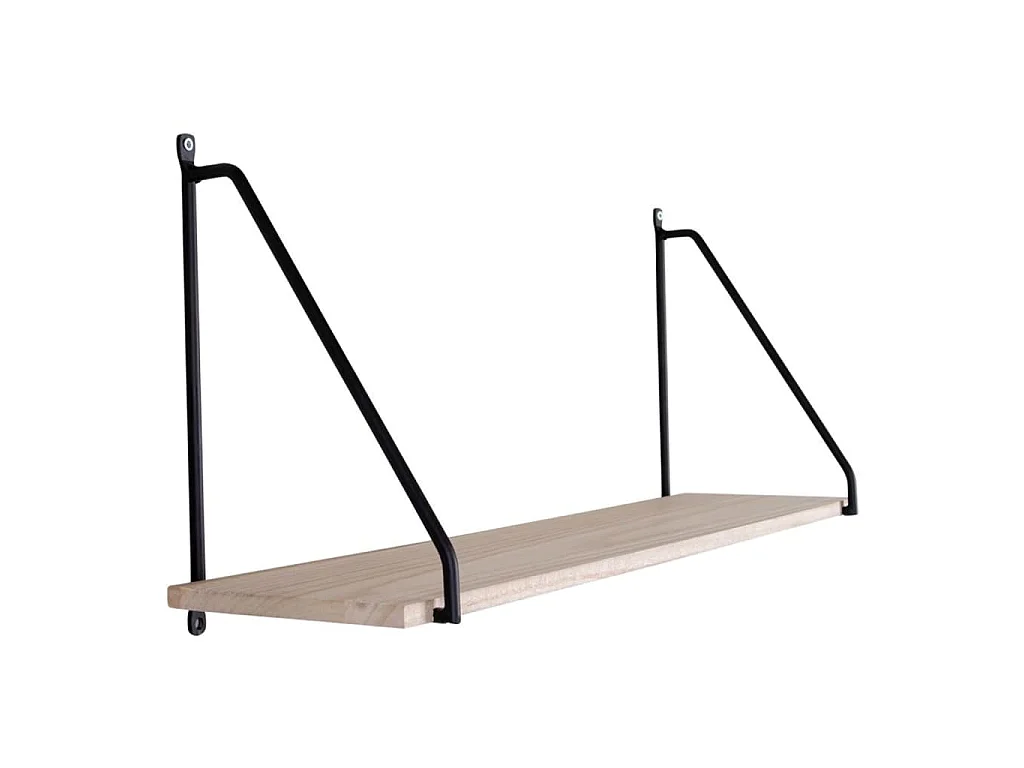 Wandplank van natuurlijk hout met zwarte lijsten 65 x 17 cm