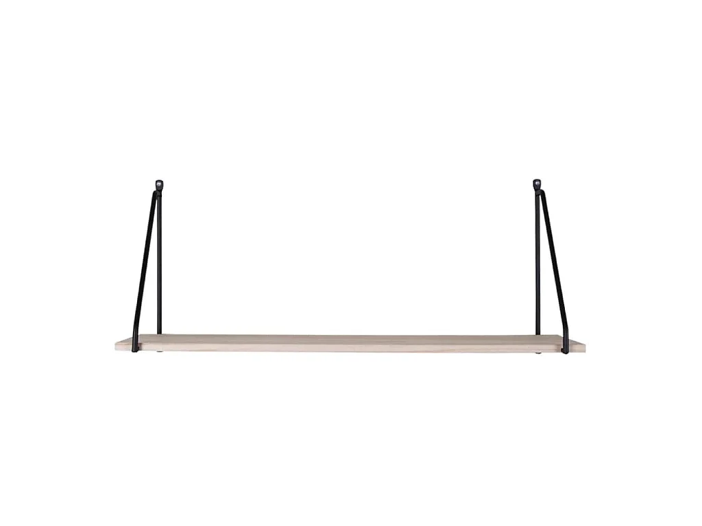 Wandplank van natuurlijk hout met zwarte lijsten 65 x 17 cm