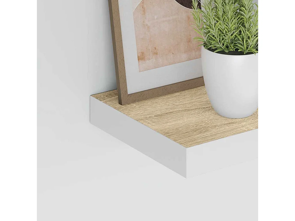 Étagères flottantes 2 pcs Chêne et blanc 40x23x3,8 cm MDF
