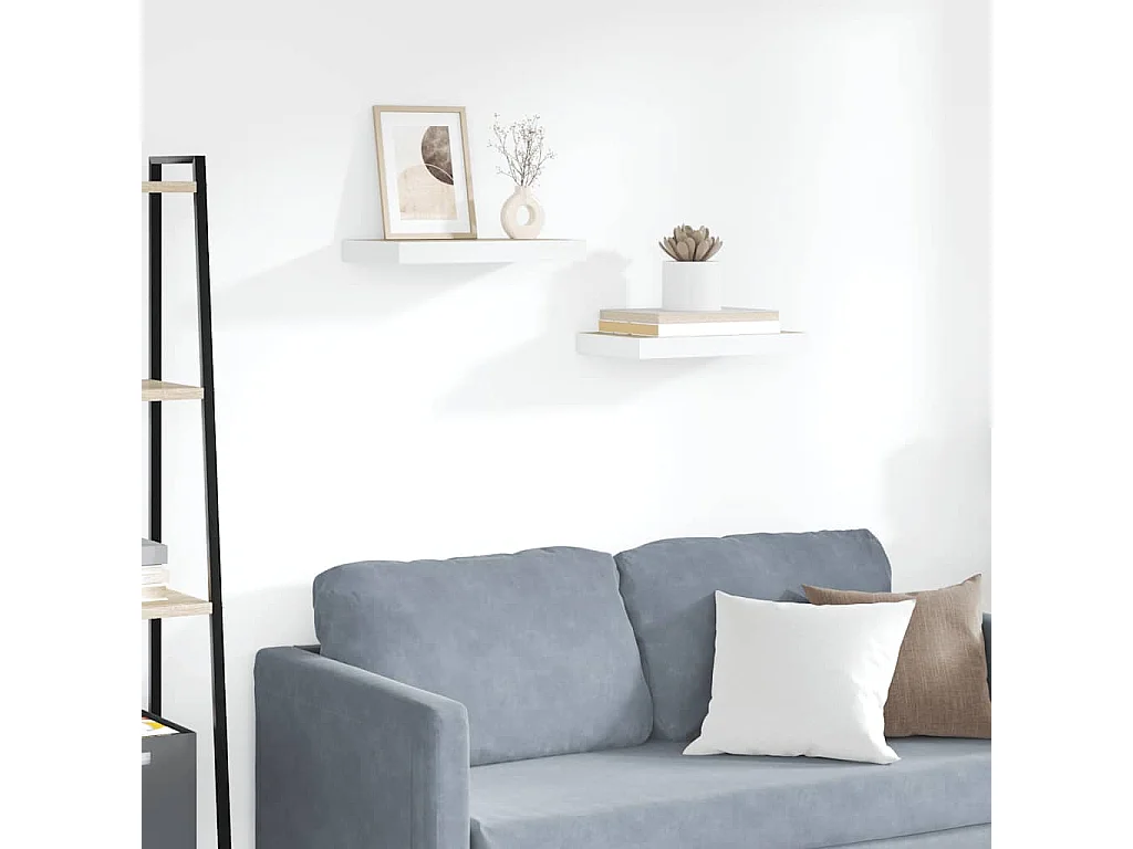 Wandschappen 2 st zwevend 40x23x3,8 cm MDF eikenkleurig en wit