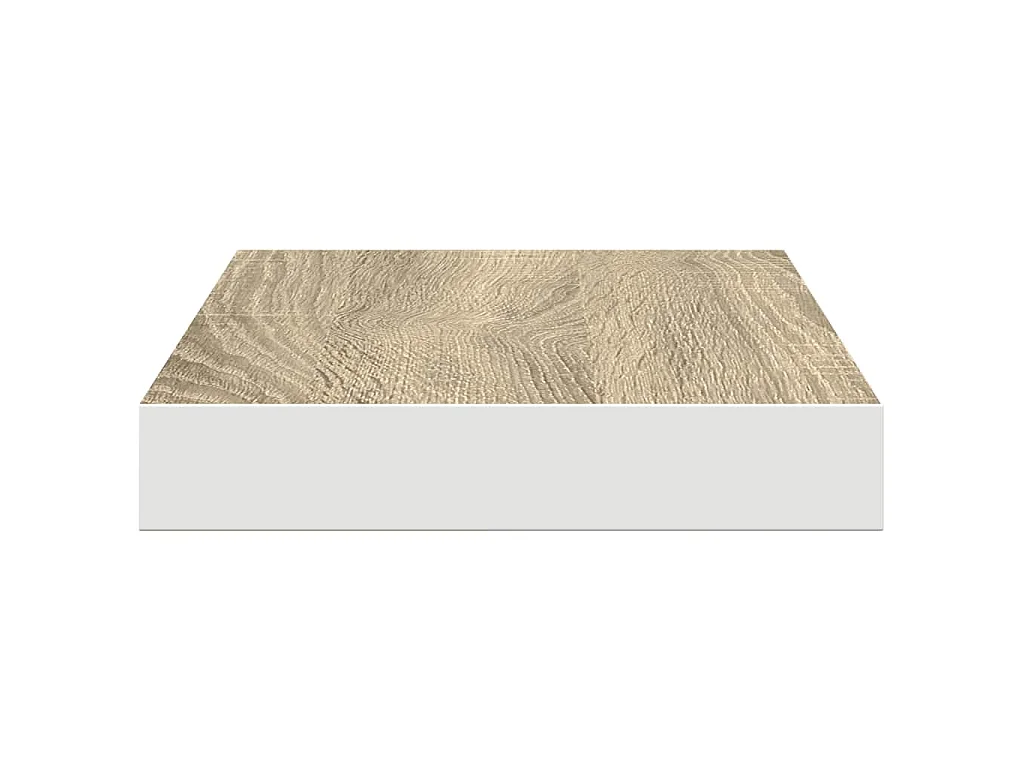 Wandschappen 2 st zwevend 40x23x3,8 cm MDF eikenkleurig en wit
