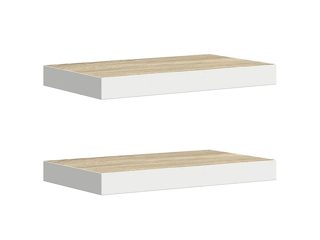 Étagères flottantes 2 pcs Chêne et blanc 40x23,5x3,8 cm MDF