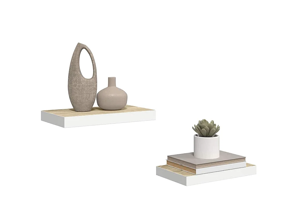 Étagères flottantes 2 pcs Chêne et blanc 40x23,5x3,8 cm MDF