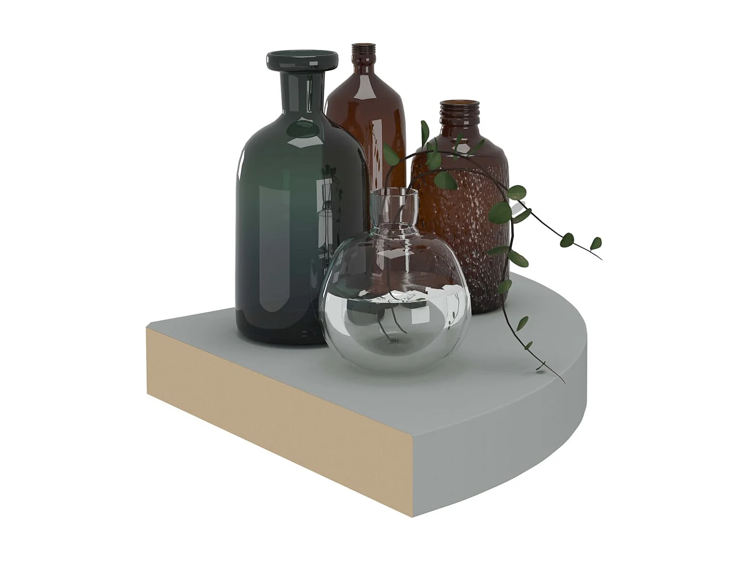 Hoekschappen zwevend 4 st 25x25x3,8 cm MDF grijs