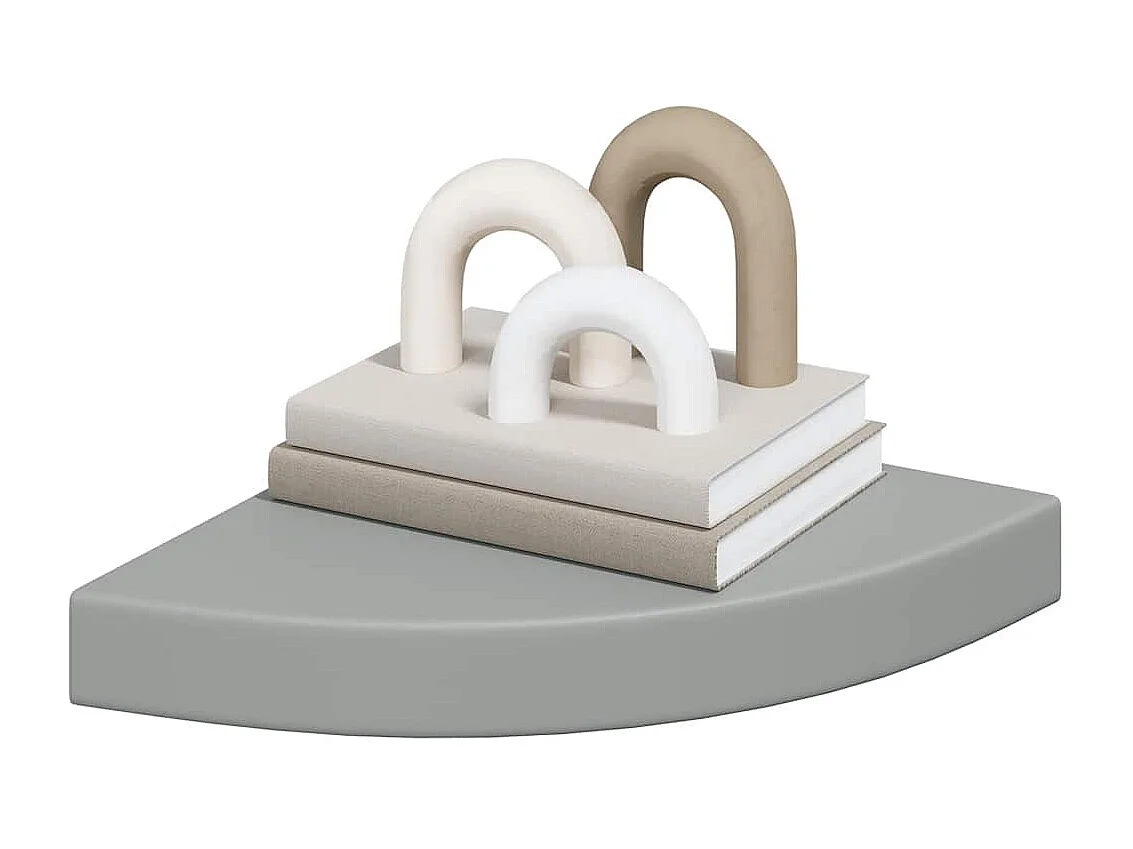 Eck-Schweberegale 4 Stk. Grau 25x25x3,8 cm MDF