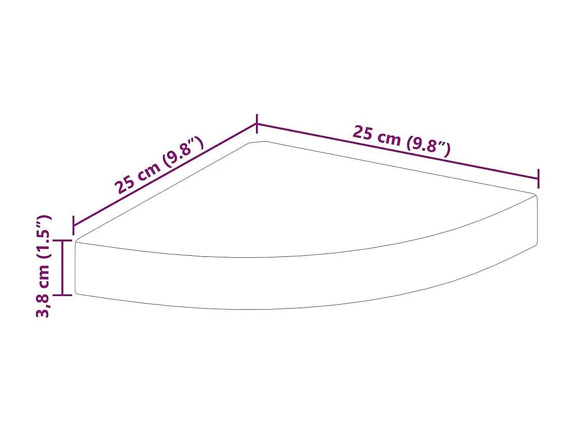 Zwevende hoekplank hoogglans wit 25x25x3,8 cm MDF