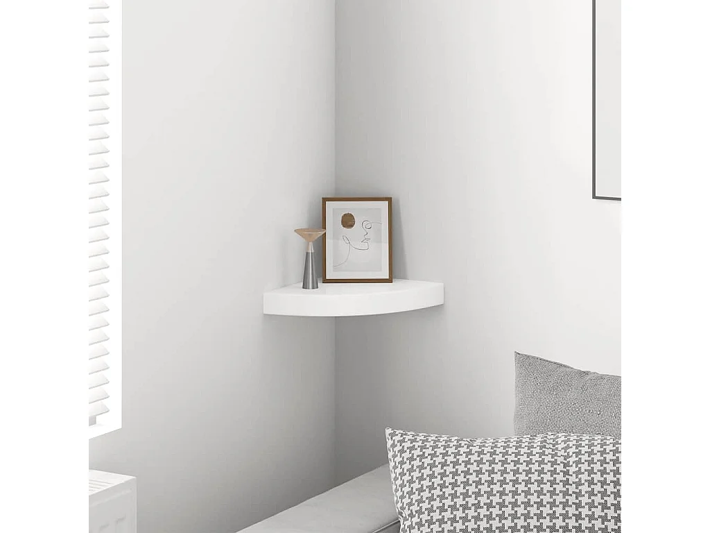 Zwevende hoekplank hoogglans wit 25x25x3,8 cm MDF