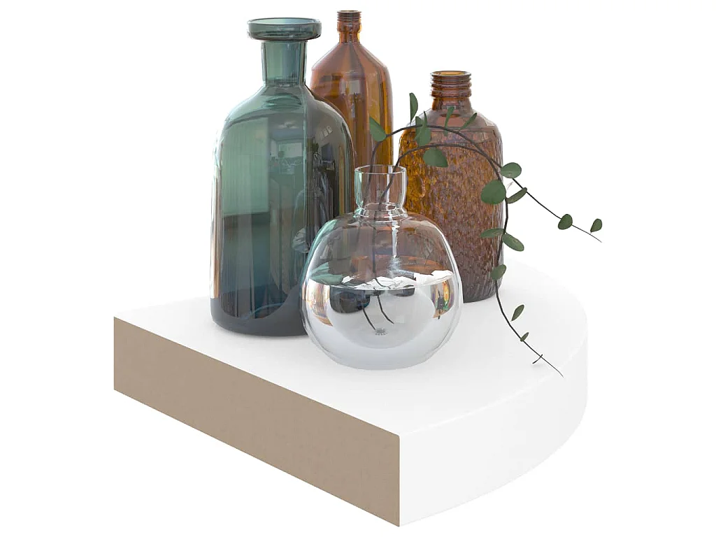 Zwevende hoekplank hoogglans wit 25x25x3,8 cm MDF