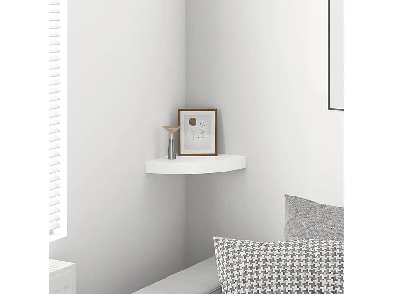 Étagère d'angle flottante Blanc brillant 25 x 25 x 3,8 cm MDF