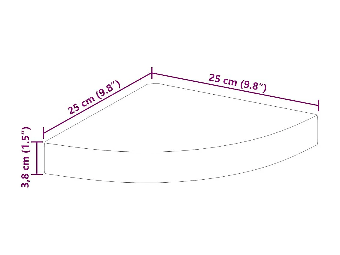 Étagère d'angle flottante gris 25x25x3,8 cm MDF