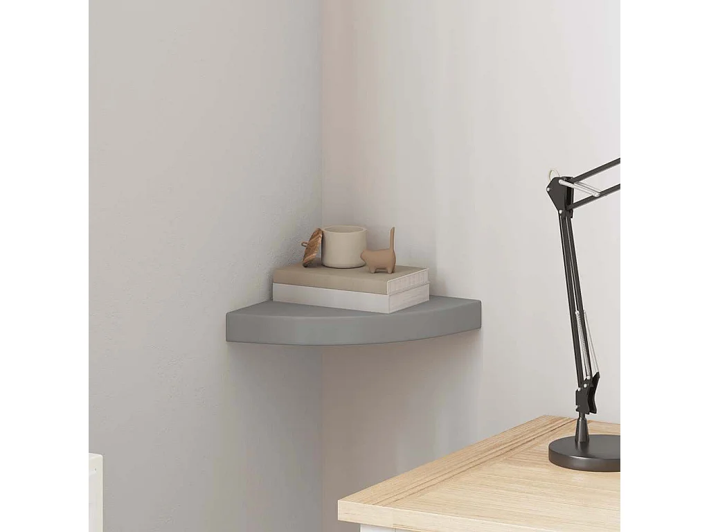 Étagère d'angle flottante gris 25x25x3,8 cm MDF