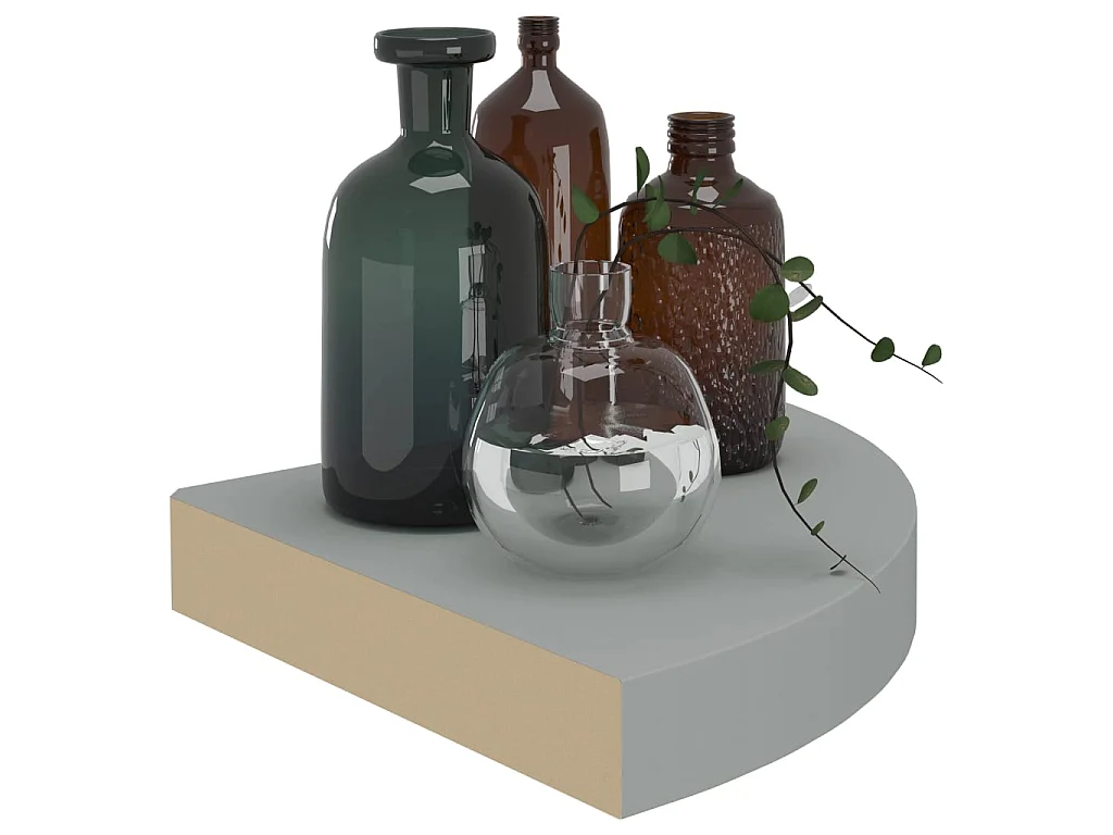 Étagère d'angle flottante gris 25x25x3,8 cm MDF