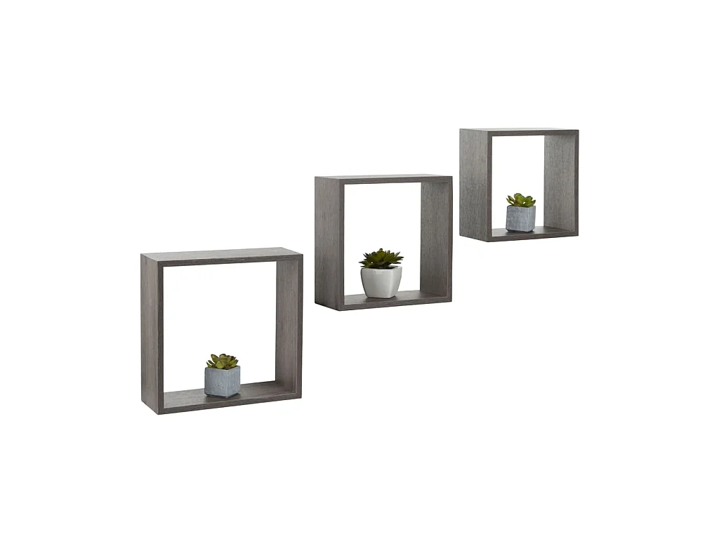 Supports muraux 3 pcs bois anthracite
