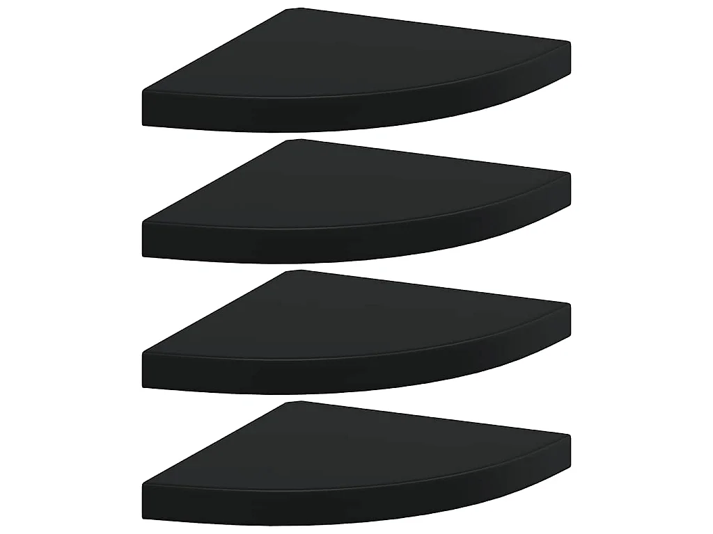 Hoekschappen zwevend 4 st 35x35x3,8 cm MDF zwart