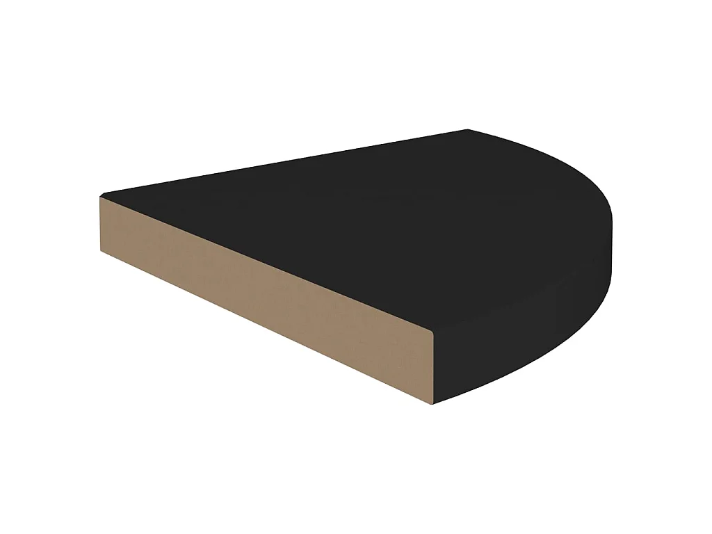Hoekschappen zwevend 4 st 35x35x3,8 cm MDF zwart