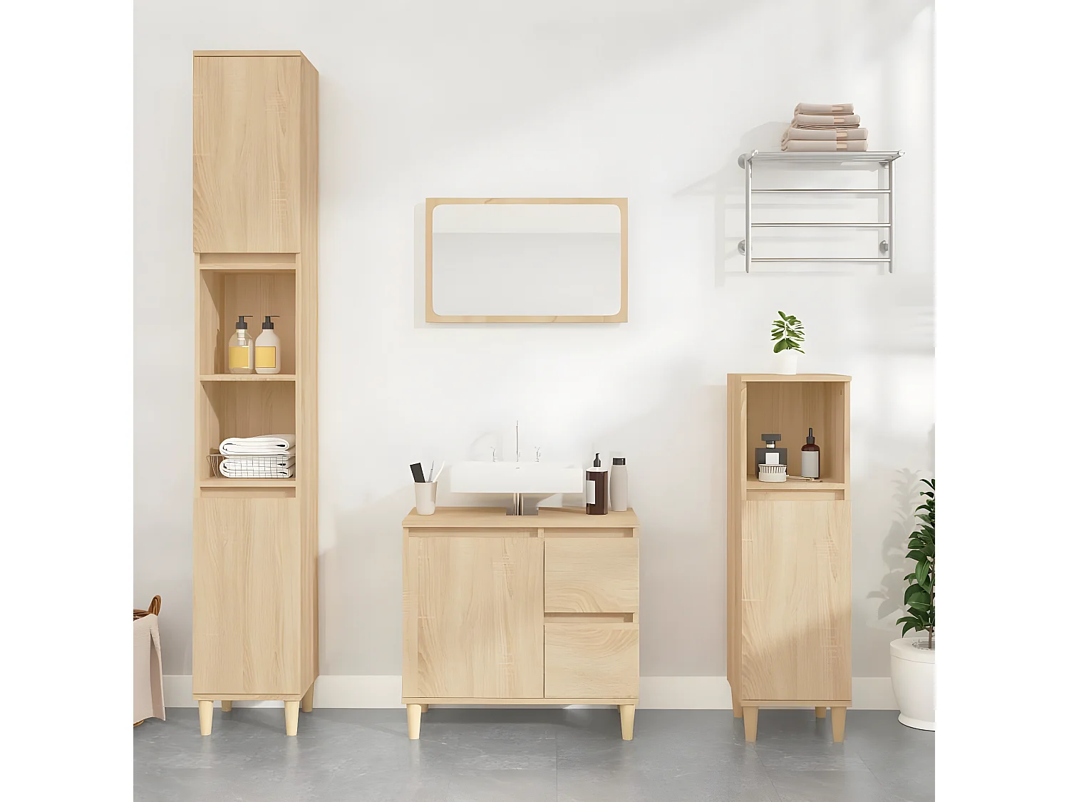 Armoire salle de bain chêne sonoma 30x30x100 cm