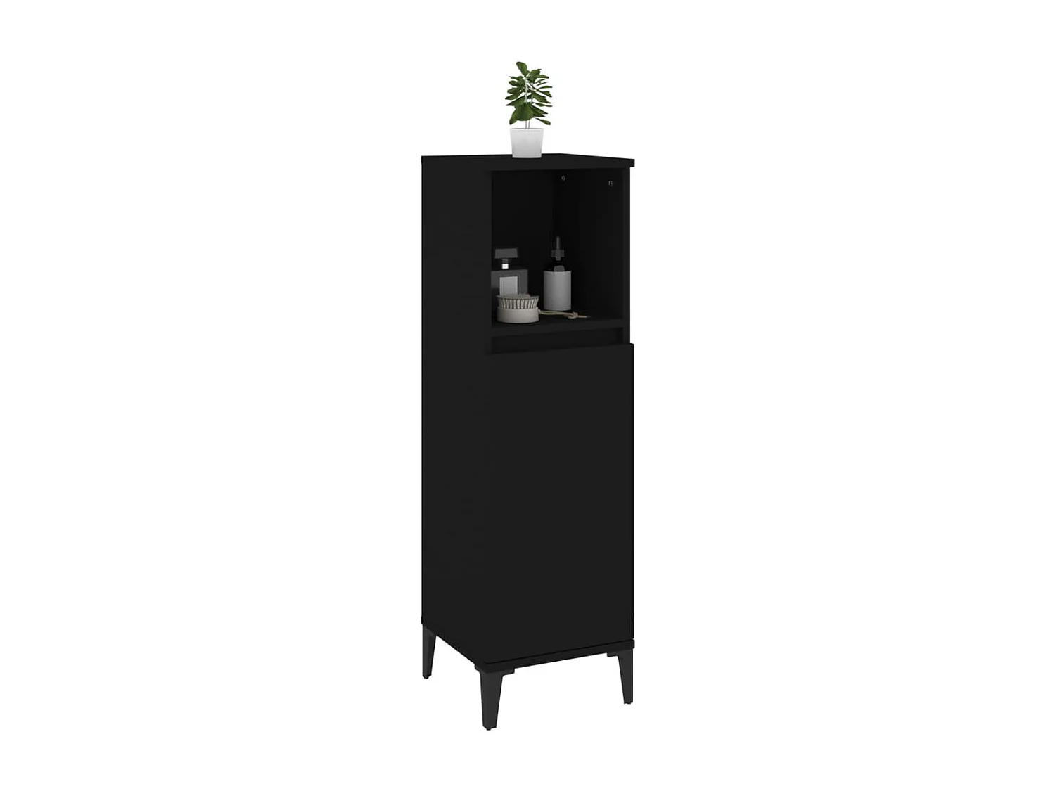 Armario de baño madera contrachapada negro 30x30x100 cm