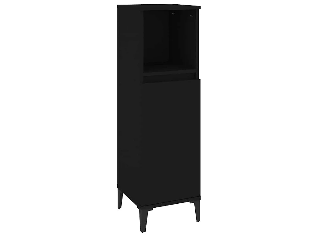 Badschrank Schwarz 30x30x100 cm Holzwerkstoff
