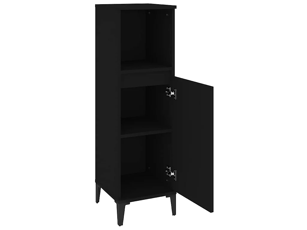 Badschrank Schwarz 30x30x100 cm Holzwerkstoff