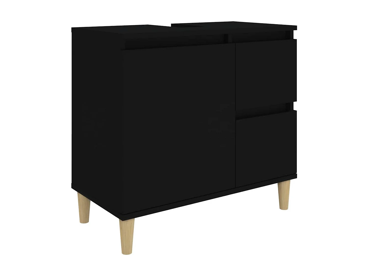 Armoire de salle de bain noir 65x33x60 cm bois d'ingénierie