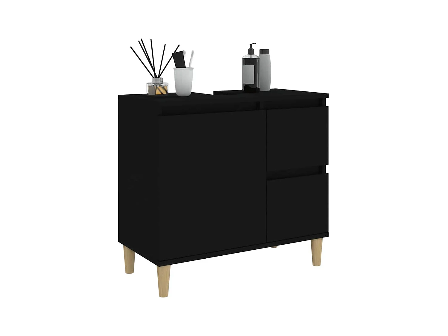 Armoire de salle de bain noir 65x33x60 cm bois d'ingénierie