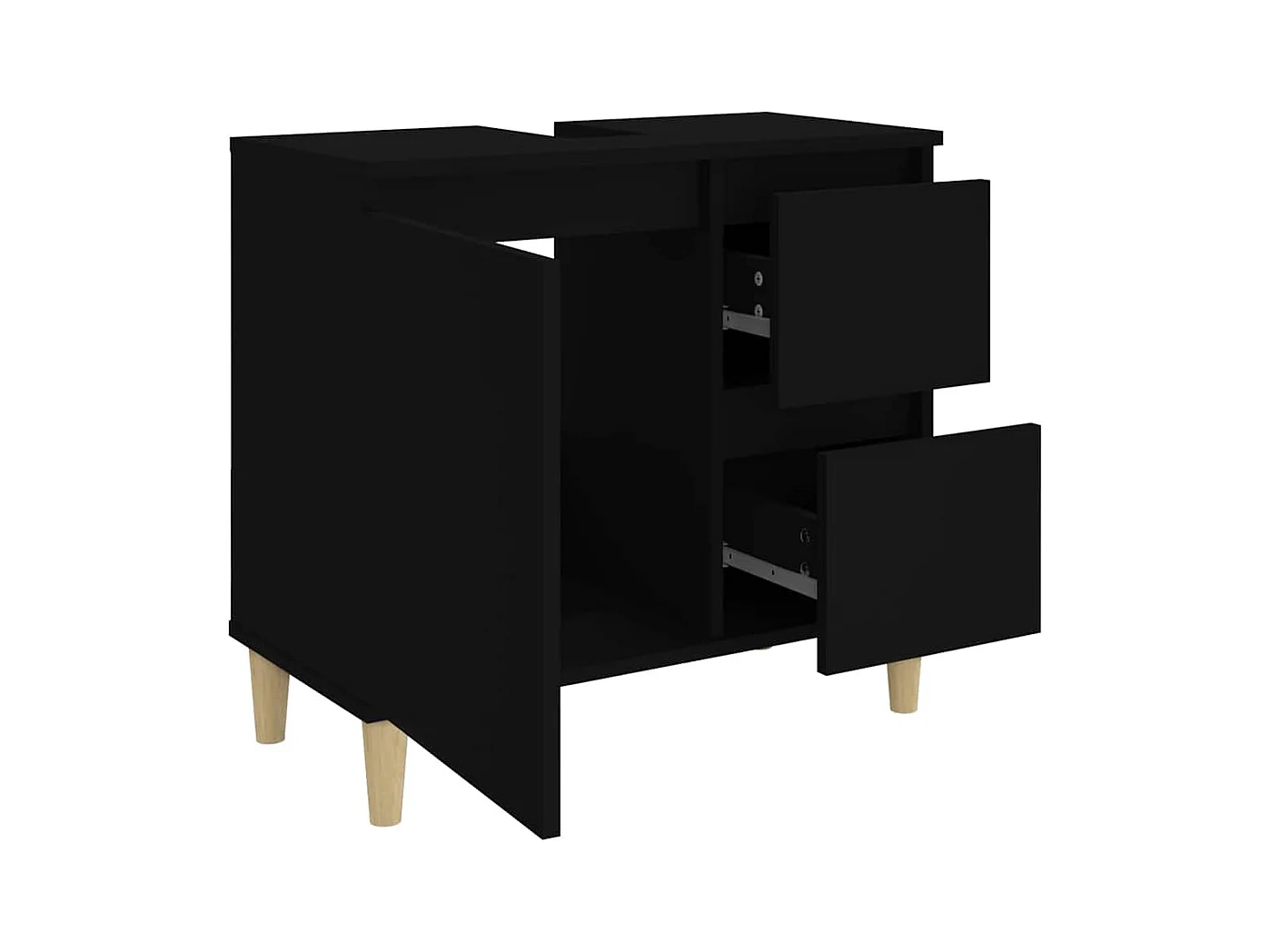 Armoire de salle de bain noir 65x33x60 cm bois d'ingénierie