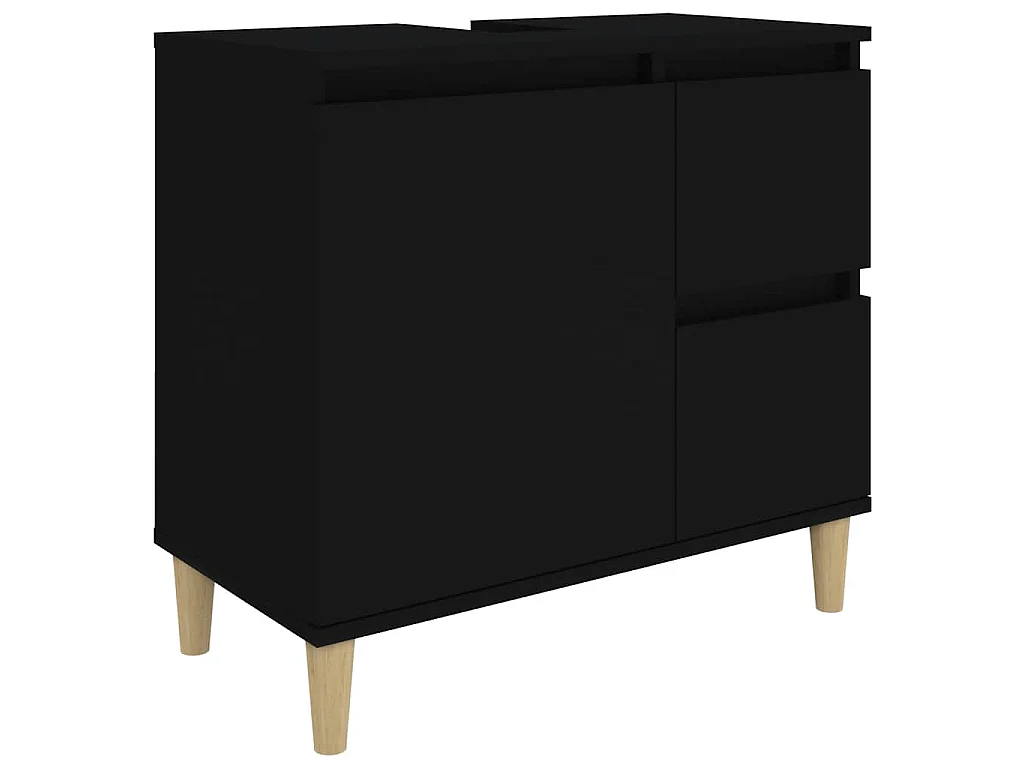 Armoire de salle de bain noir 65x33x60 cm bois d'ingénierie
