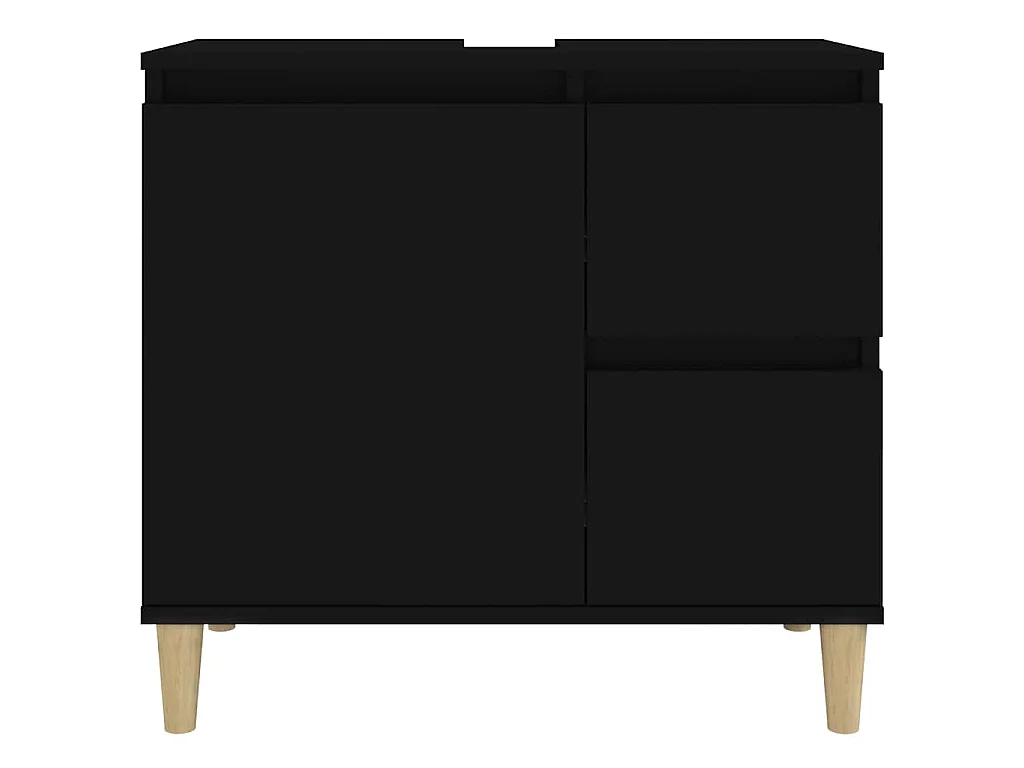 Armoire de salle de bain noir 65x33x60 cm bois d'ingénierie