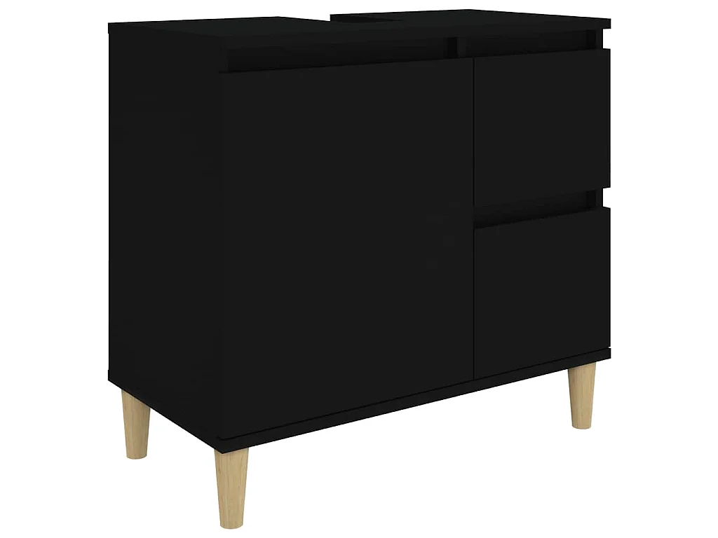 Armoire de salle de bain noir 65x33x60 cm bois d'ingénierie