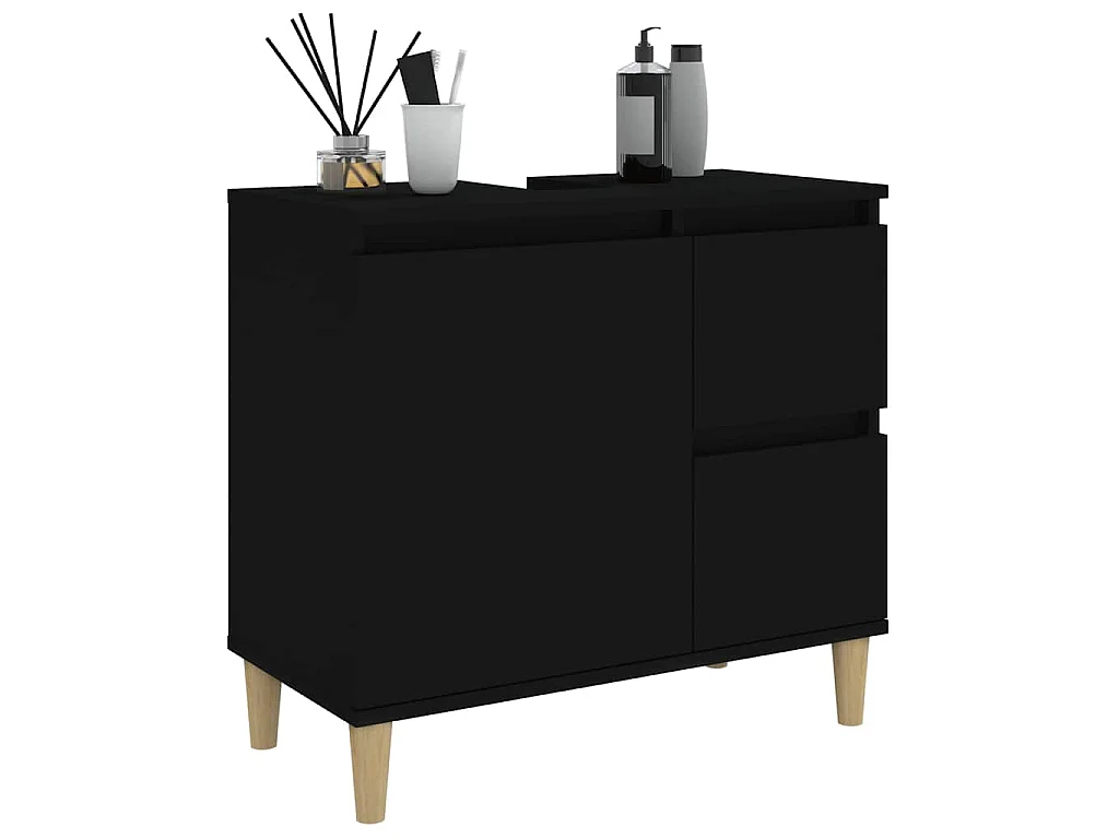 Armoire de salle de bain noir 65x33x60 cm bois d'ingénierie