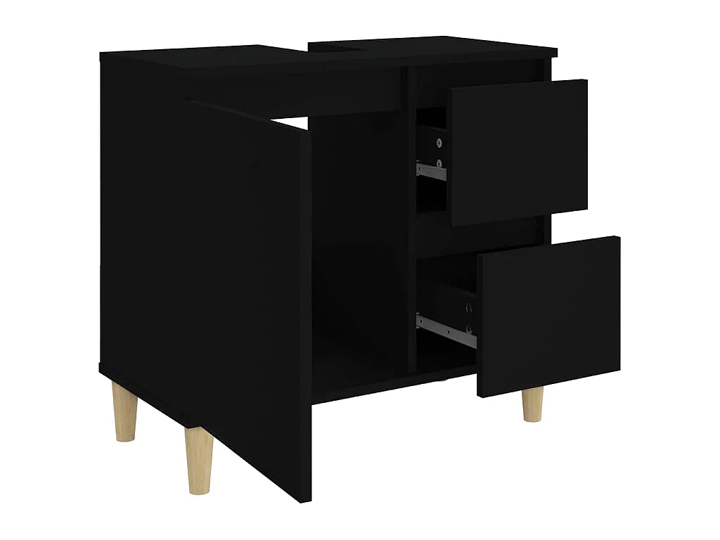 Armoire de salle de bain noir 65x33x60 cm bois d'ingénierie