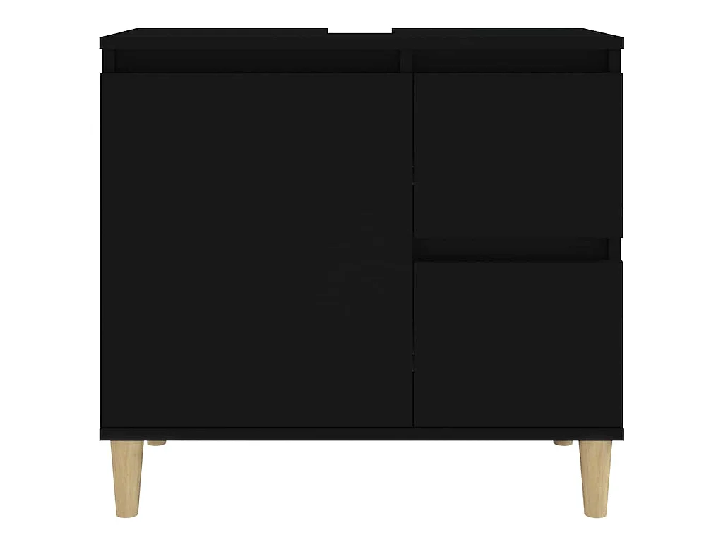 Armoire de salle de bain noir 65x33x60 cm bois d'ingénierie