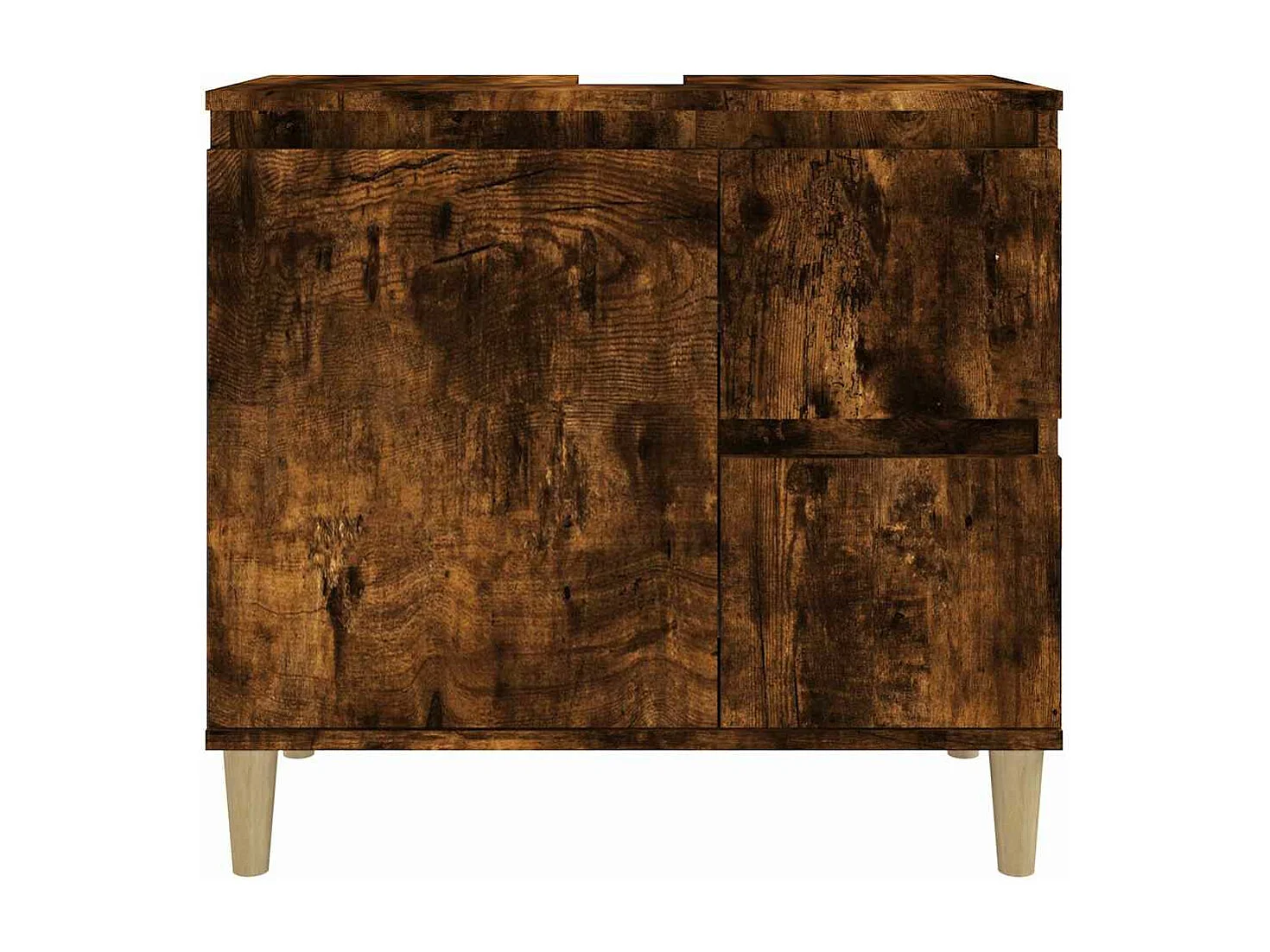 Badkamerkast 65x33x60 cm bewerkt hout gerookt eikenkleurig