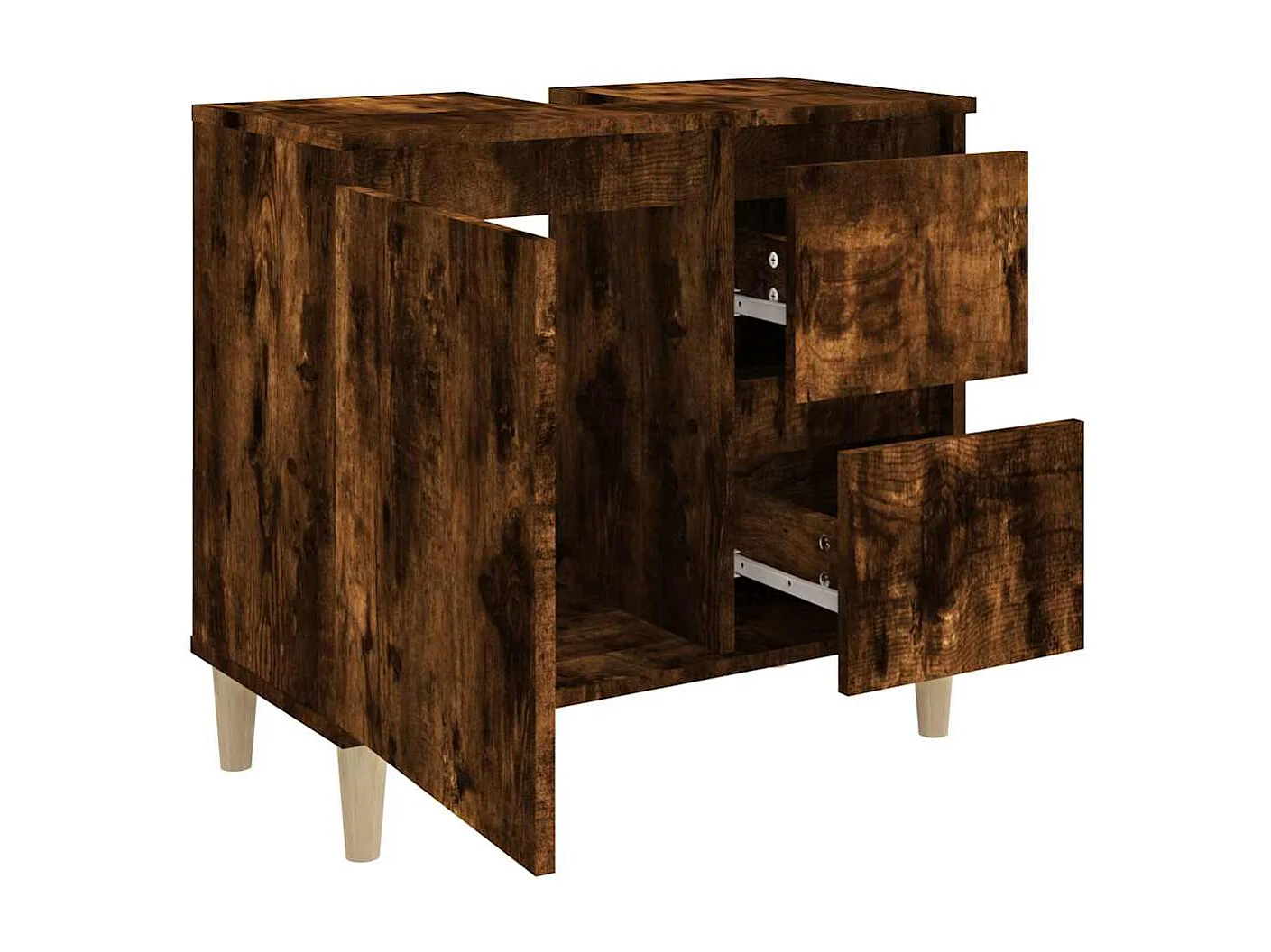 Armadietto Bagno Rovere Fumo 65x33x60 cm in Legno Multistrato