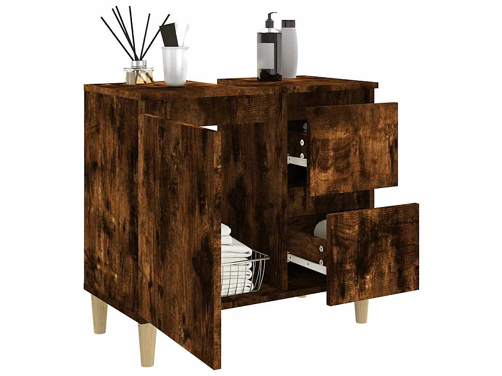 Badschrank Räuchereiche 65x33x60 cm Holzwerkstoff