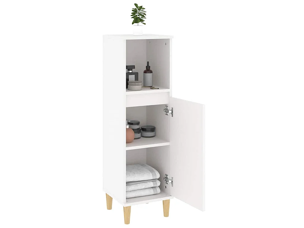 Badschrank Weiß 30x30x100 cm Holzwerkstoff