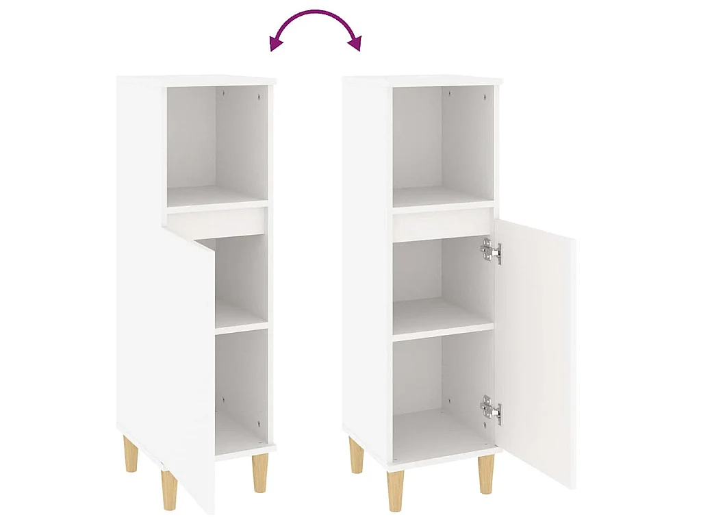 Badschrank Weiß 30x30x100 cm Holzwerkstoff