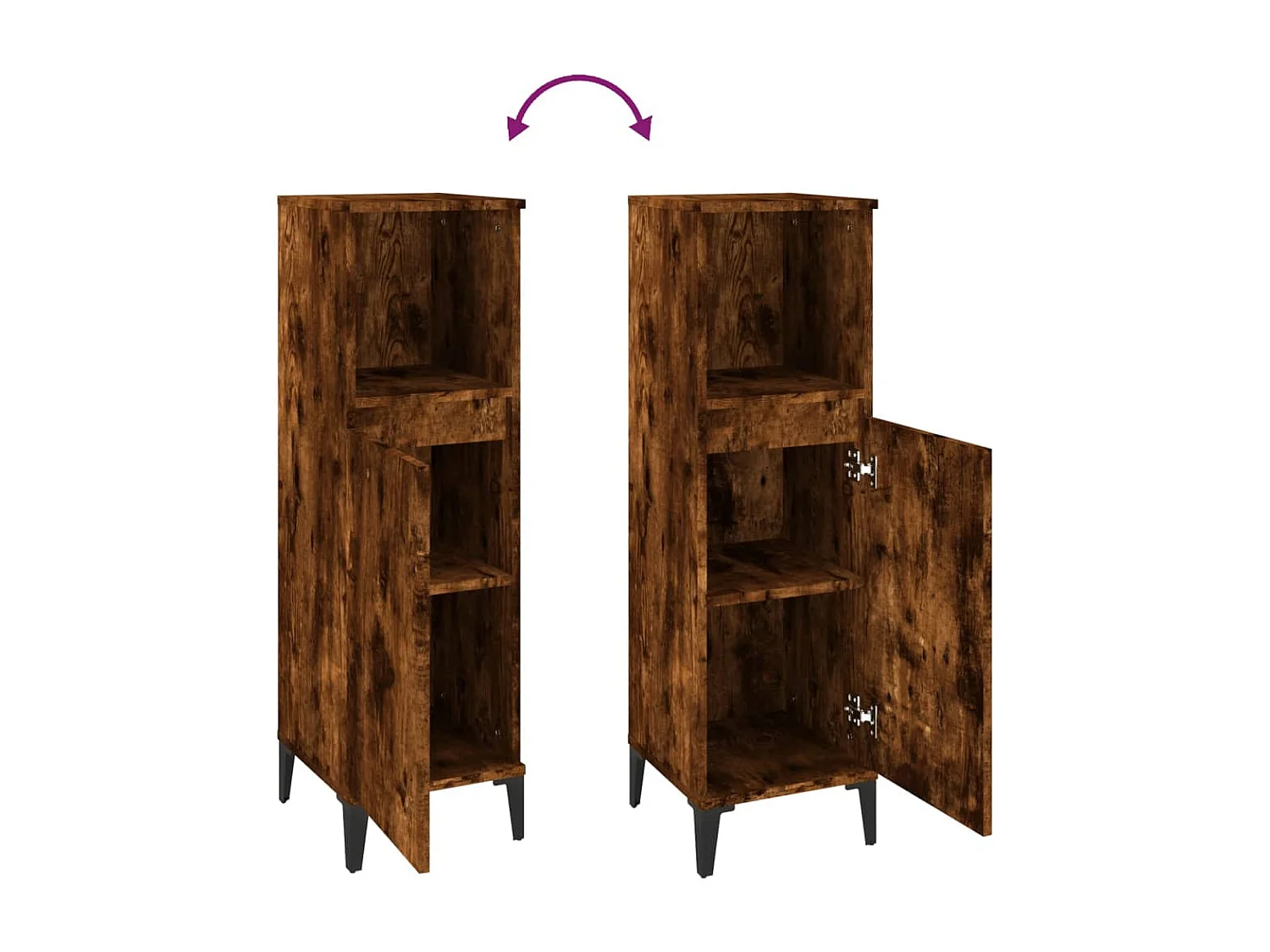 Armoire de bain chêne fumé 30x30x100 cm bois d'ingénierie