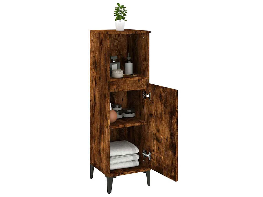 Badschrank Räuchereiche 30x30x100 cm Holzwerkstoff