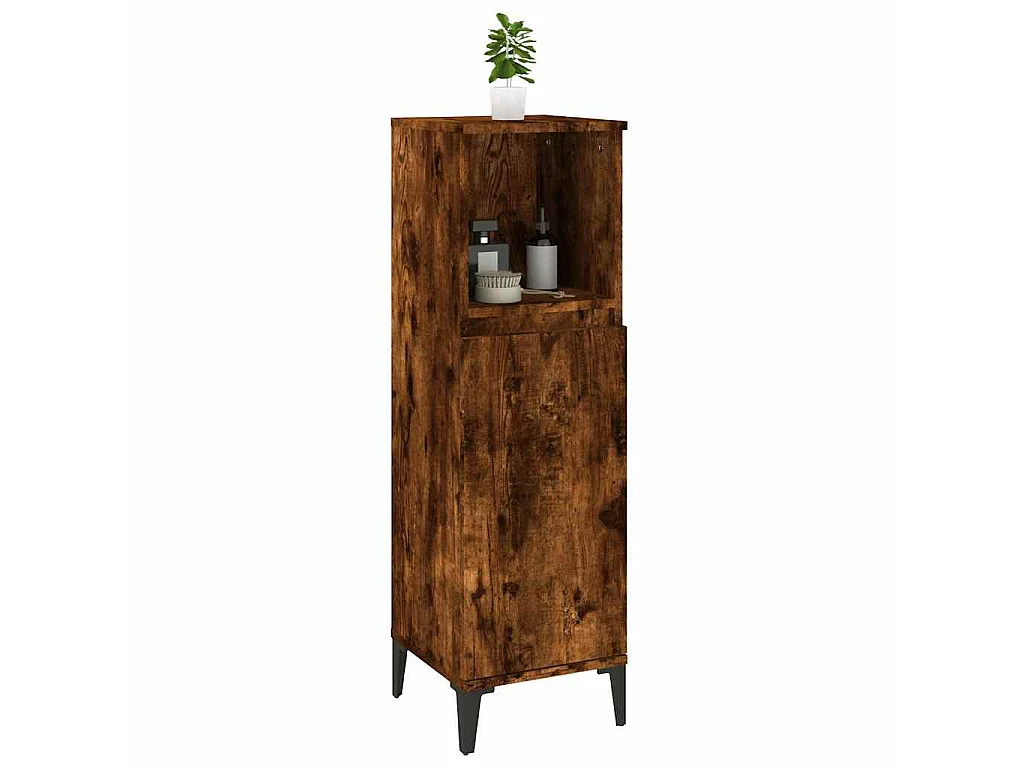 Badschrank Räuchereiche 30x30x100 cm Holzwerkstoff