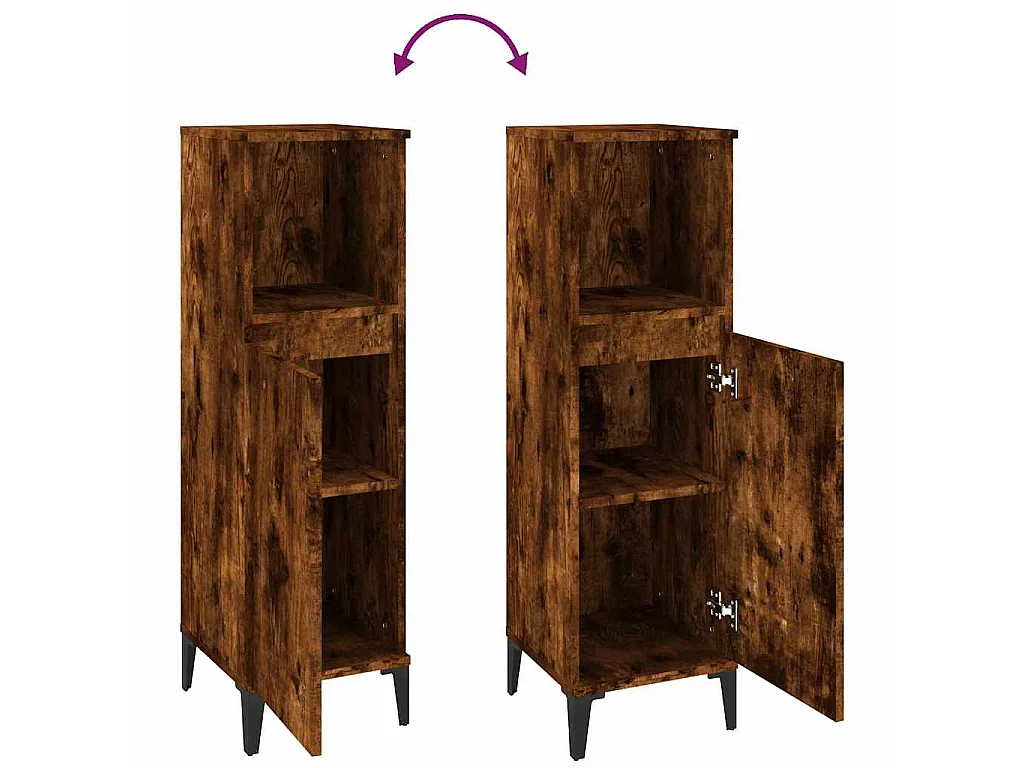 Badschrank Räuchereiche 30x30x100 cm Holzwerkstoff