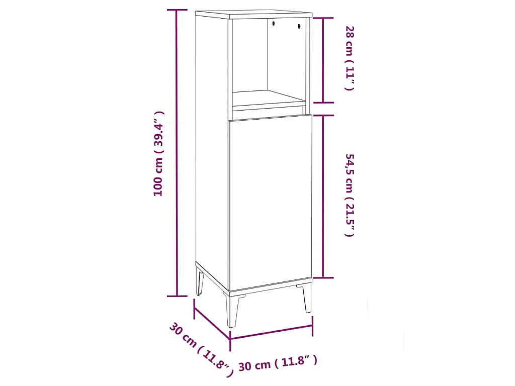 Armadietto Bagno Grigio Sonoma 30x30x100cm in Legno Multistrato