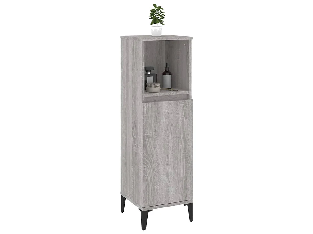 Armadietto Bagno Grigio Sonoma 30x30x100cm in Legno Multistrato