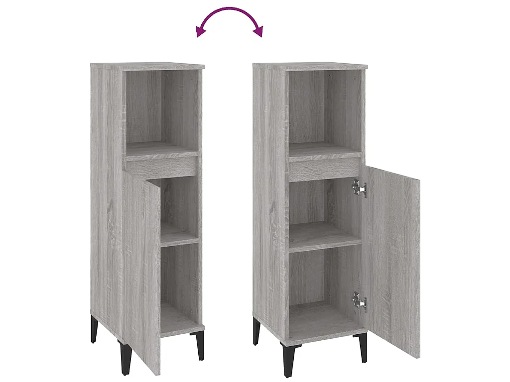 Armadietto Bagno Grigio Sonoma 30x30x100cm in Legno Multistrato