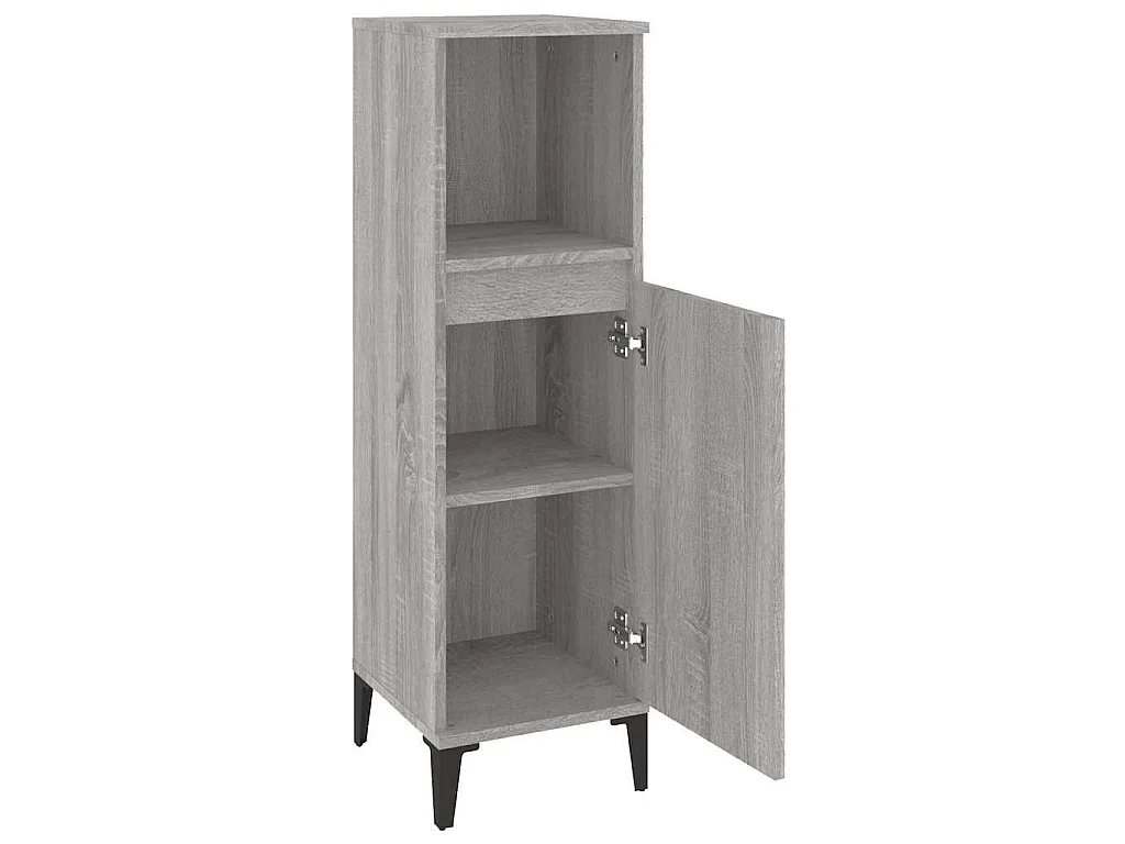 Badschrank Grau Sonoma 30x30x100 cm Holzwerkstoff